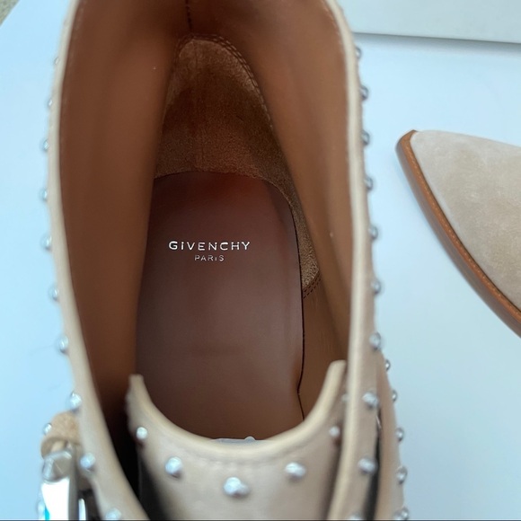 GIVENCHY Elegant Studded suede ankle boots Nude Western bootie southwest - Picture 14 of 16
